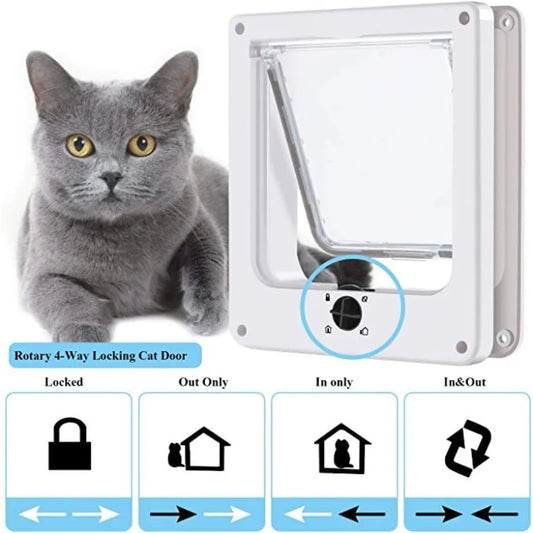 4-Way Locking Weatherproof Cat Flap Door