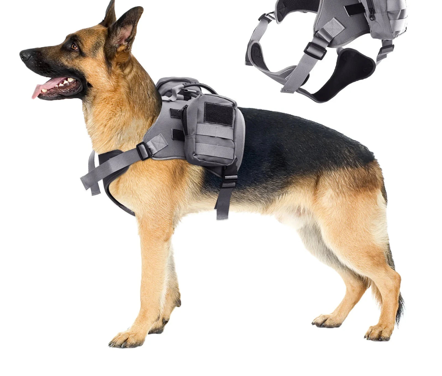 Harnais pour chien robuste avec sac à dos à poches latérales sécurisées