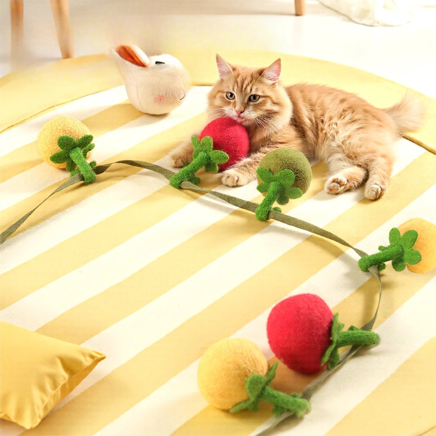 Jouet pour chat baguette Tomate & Kaki avec grelot