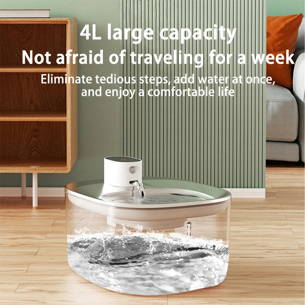 4L Stainless Steel Wireless Pet Water Fountain with Motion Sensor