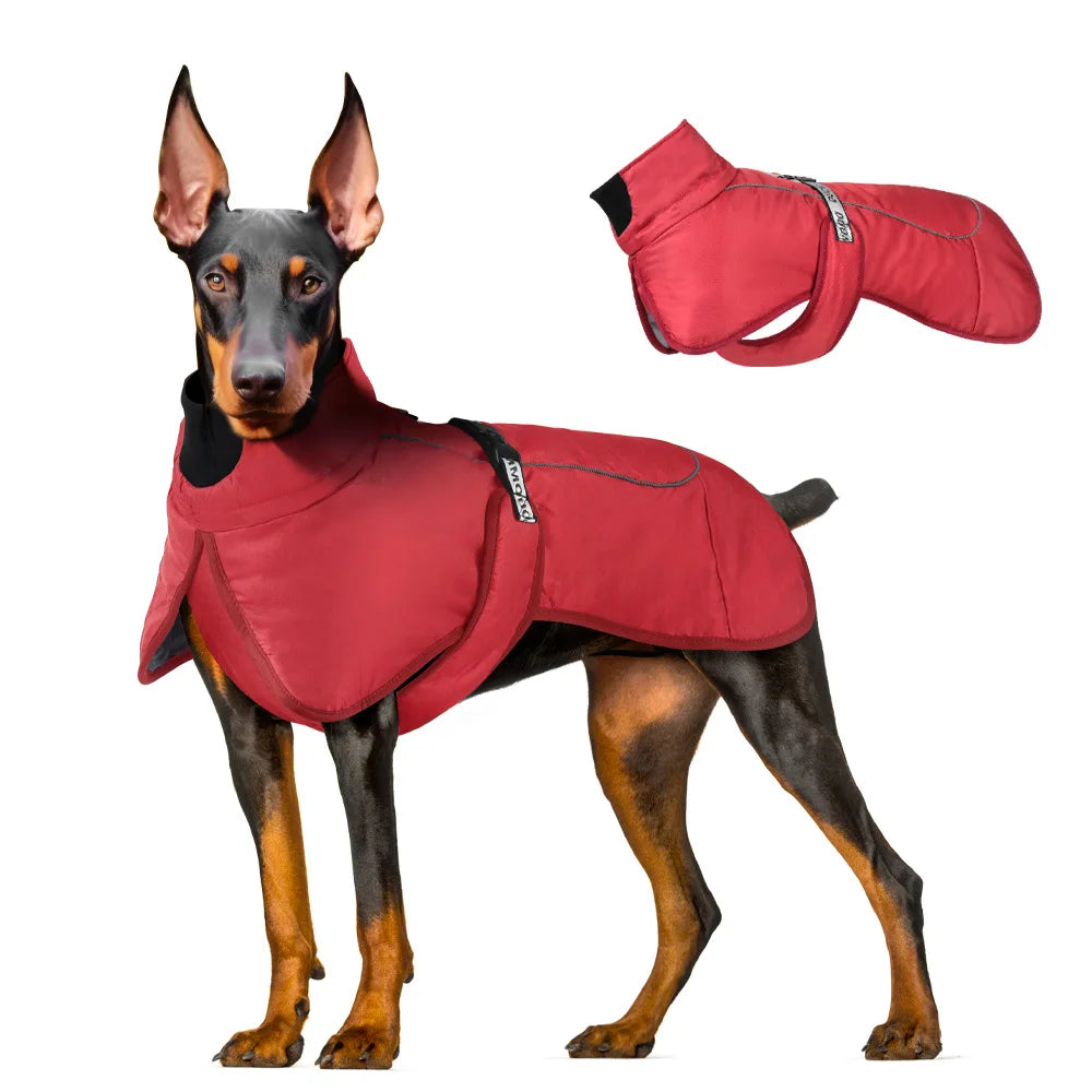 Waterproof Dog Winter Coat with Built-In Harness — Reflective Windproof Turtleneck Jacket