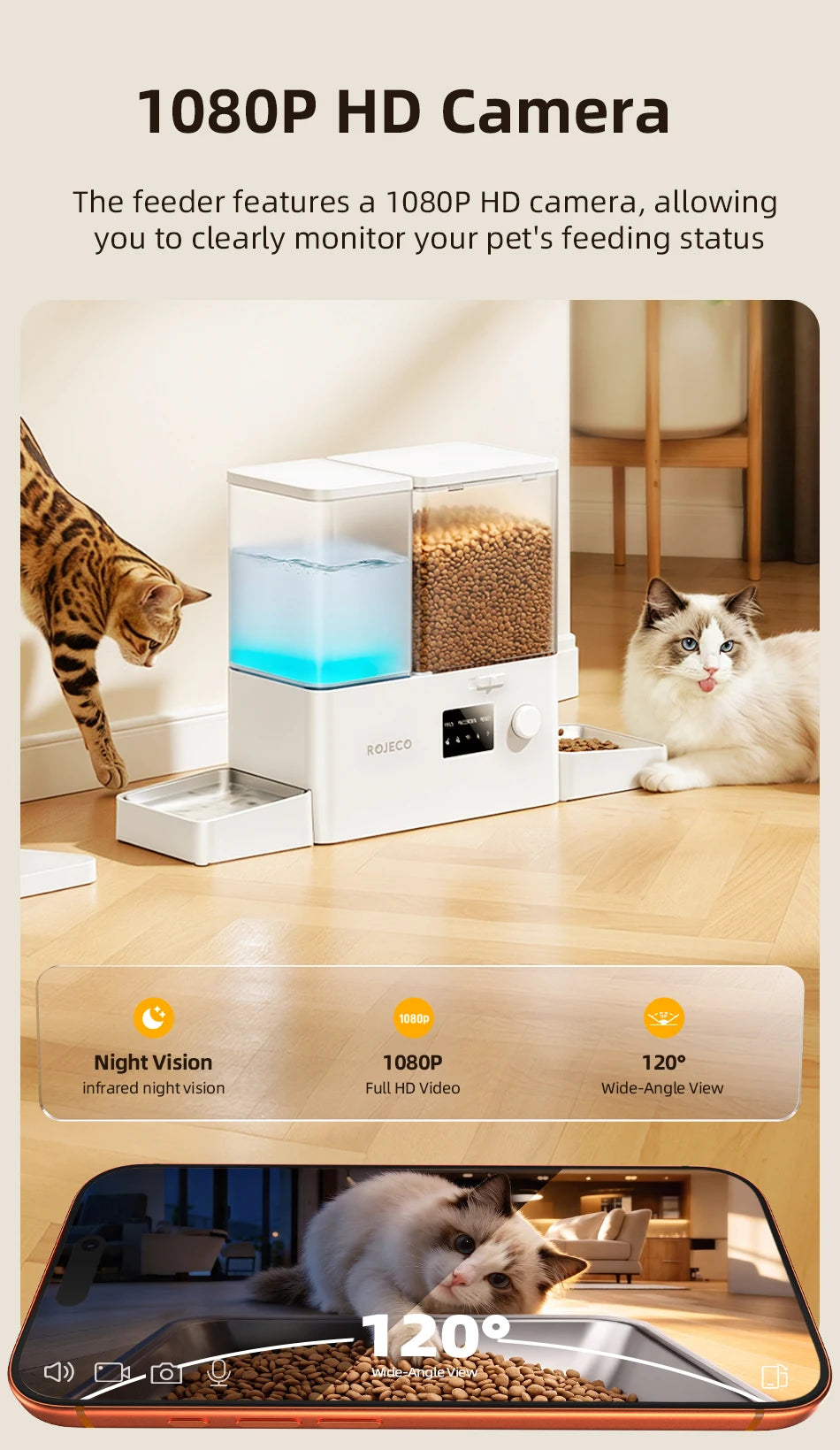 2-in-1 Automatic Pet Feeder & Gravity Water Fountain with Camera