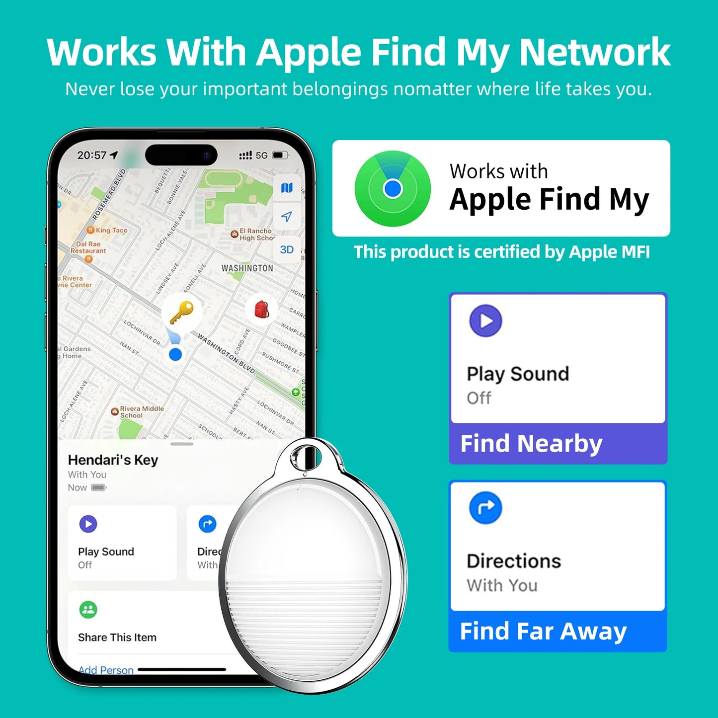 Apple Find My Tracker Tag — Waterproof, 1-Year Battery, Multi-Pack Options