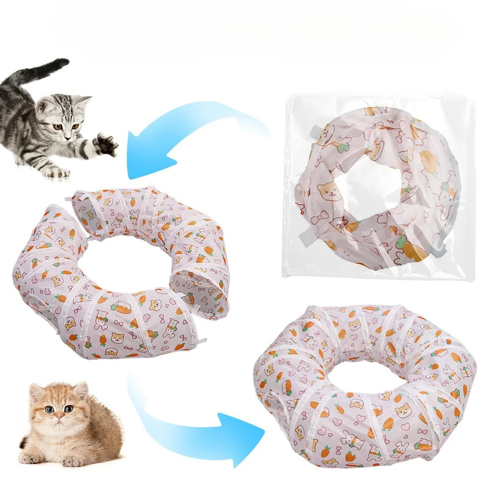 Tunnel pour chat - Tunnel de jeu rond pliable