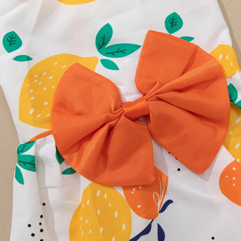 Fruit & Floral Print Bow Dress for Cats & Small Dogs