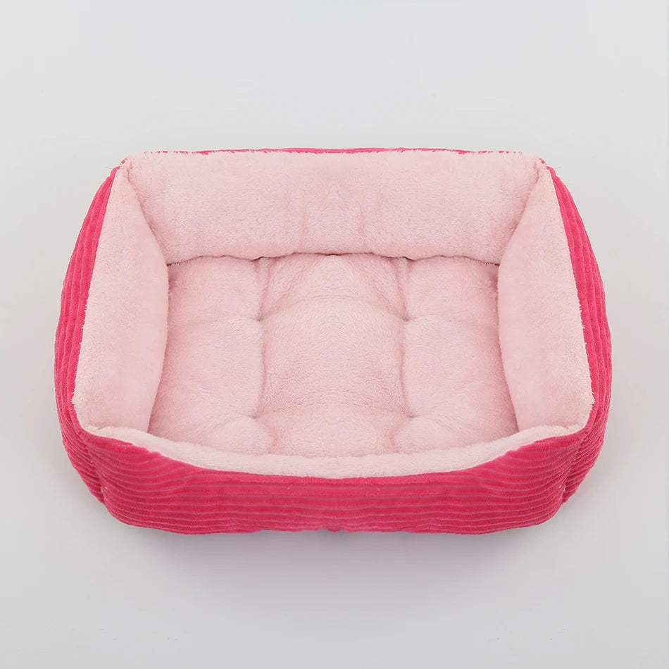 Square Plush Calming Dog & Cat Bed – Waterproof Oxford Sofa Cushion for Small & Medium Pets