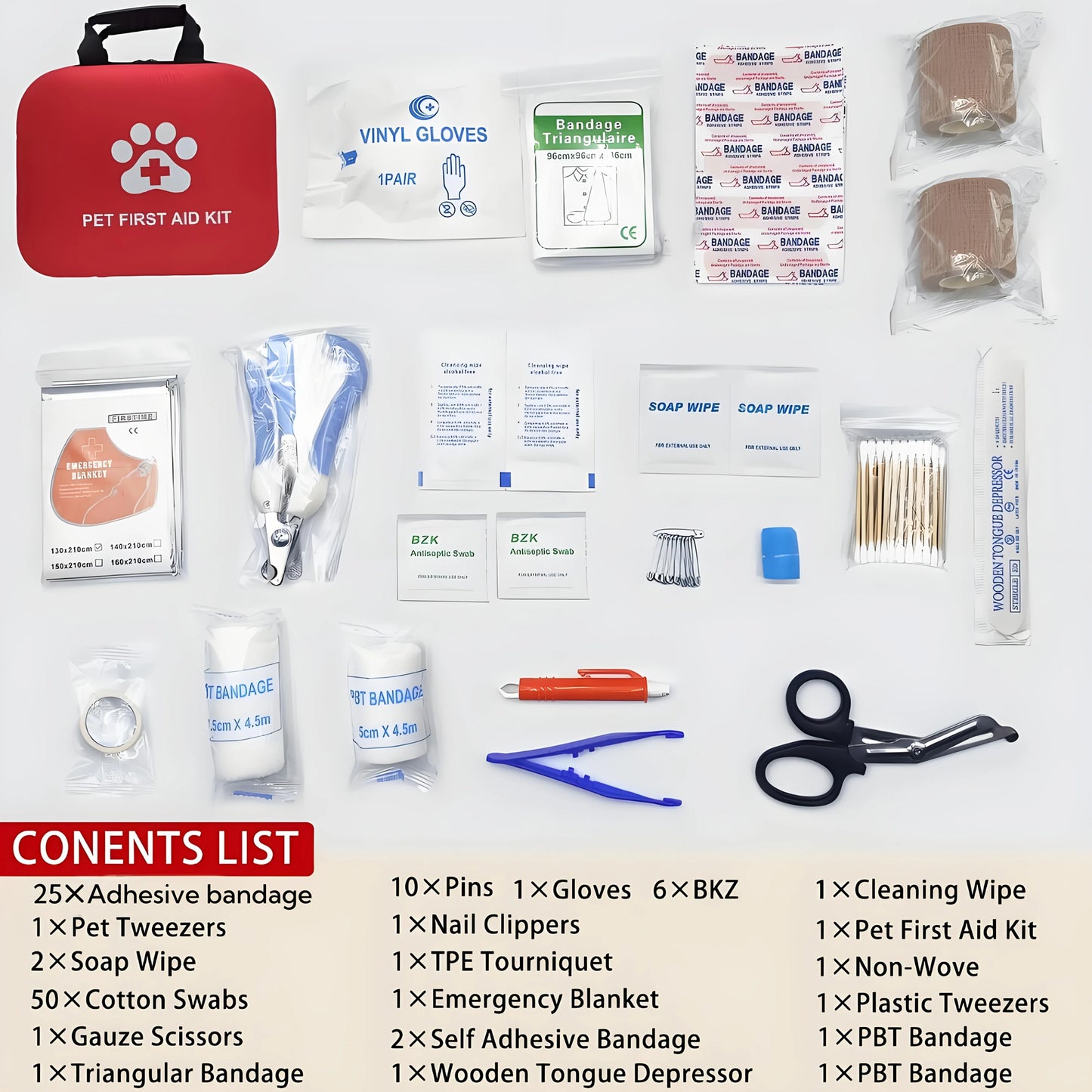Pet First Aid Kit — Emergency Survival Kit for Dogs, Cats & Reptiles