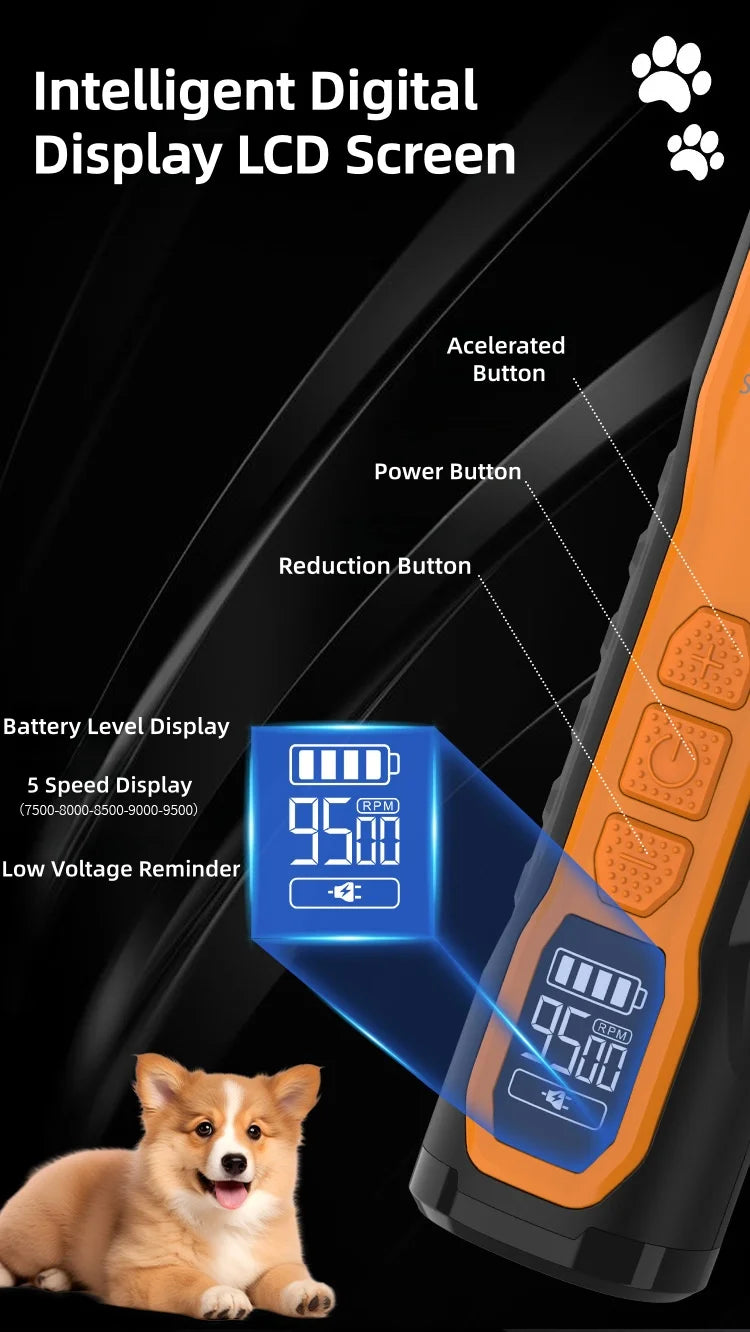 Rechargeable Pet Nail Grinder with LED Light & 5 Speed Settings