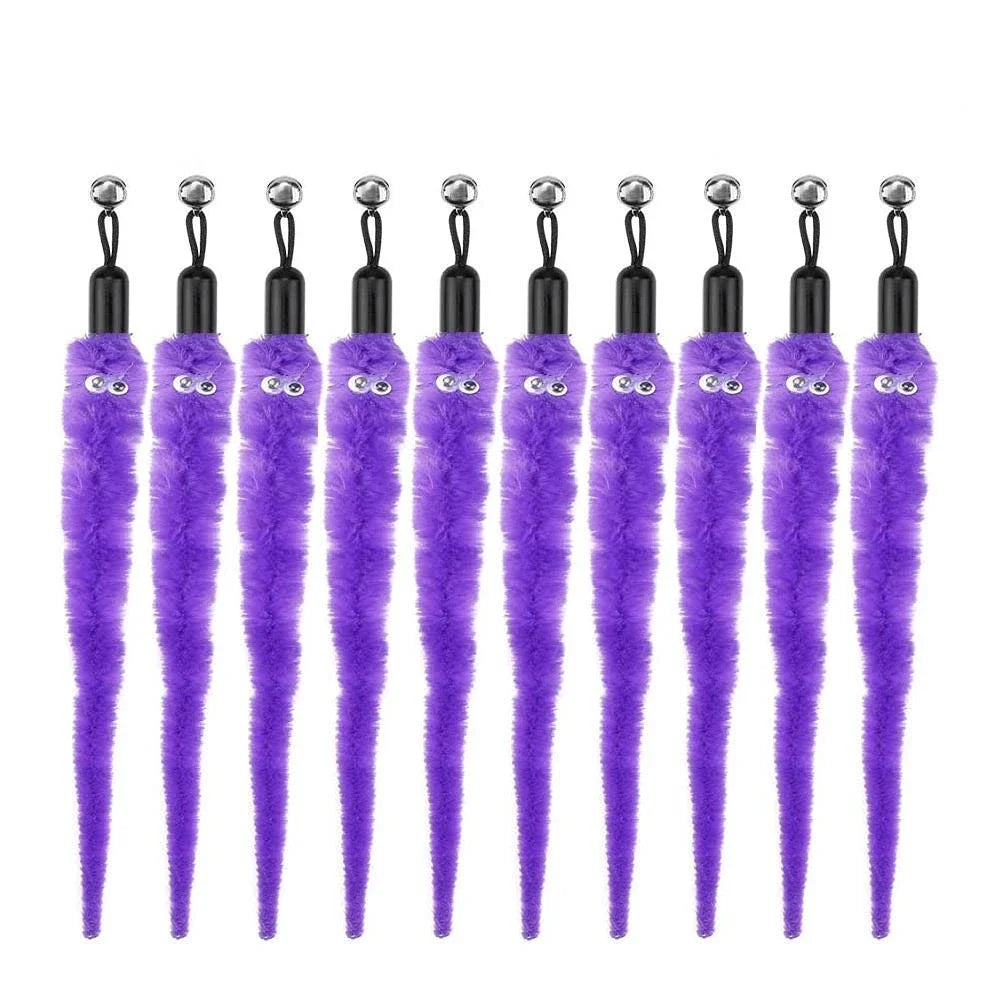 Feather Wand Cat Toy with Bell & Worm String - Interactive Teaser Set