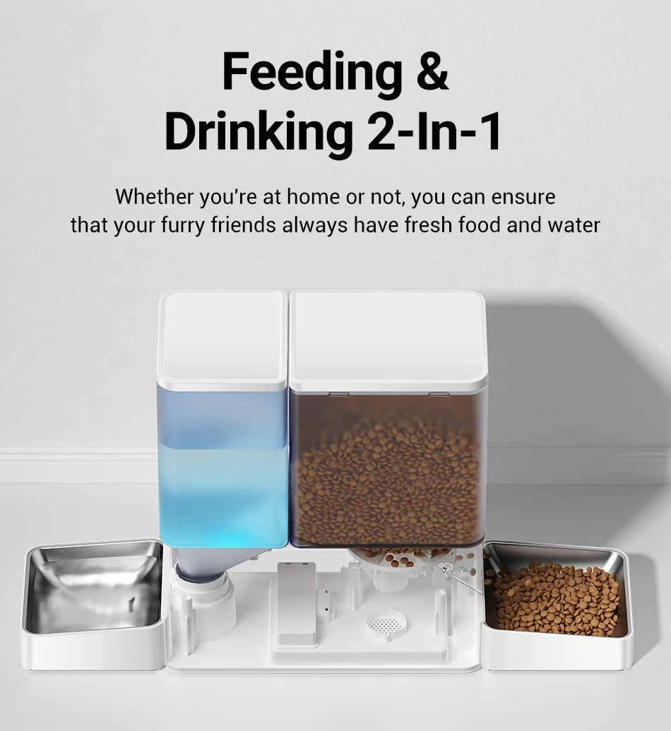 2-in-1 Automatic Pet Feeder & Gravity Water Fountain 8.5L