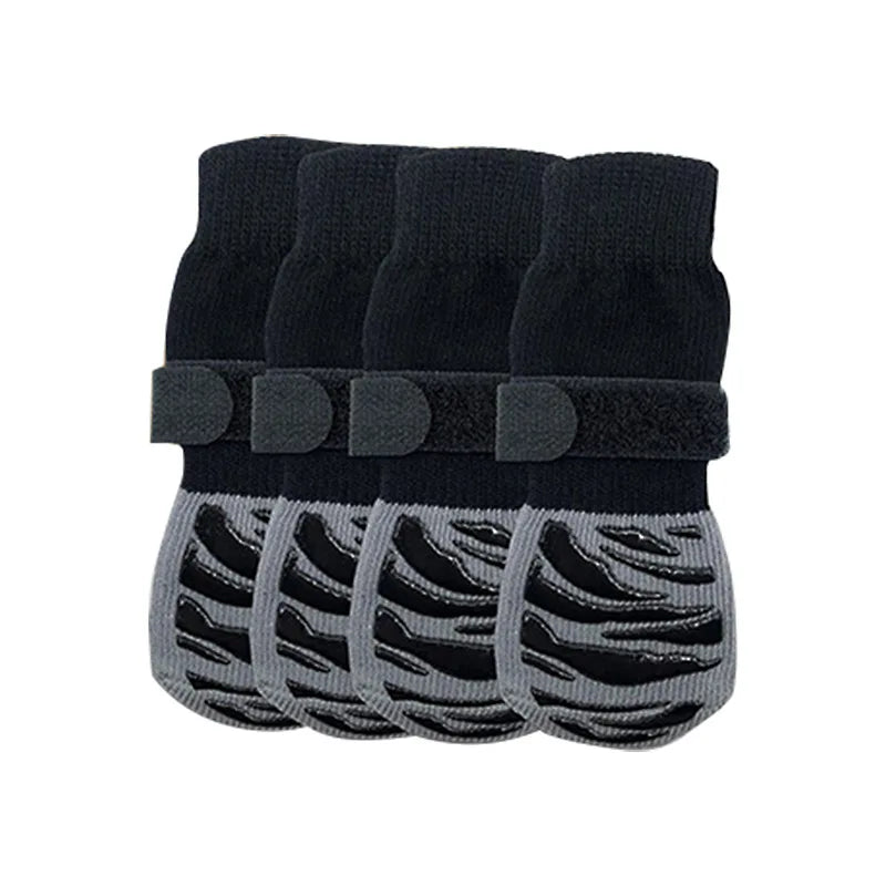 Anti-Slip Knitted Dog Socks with Paw Grip – Pack of 4