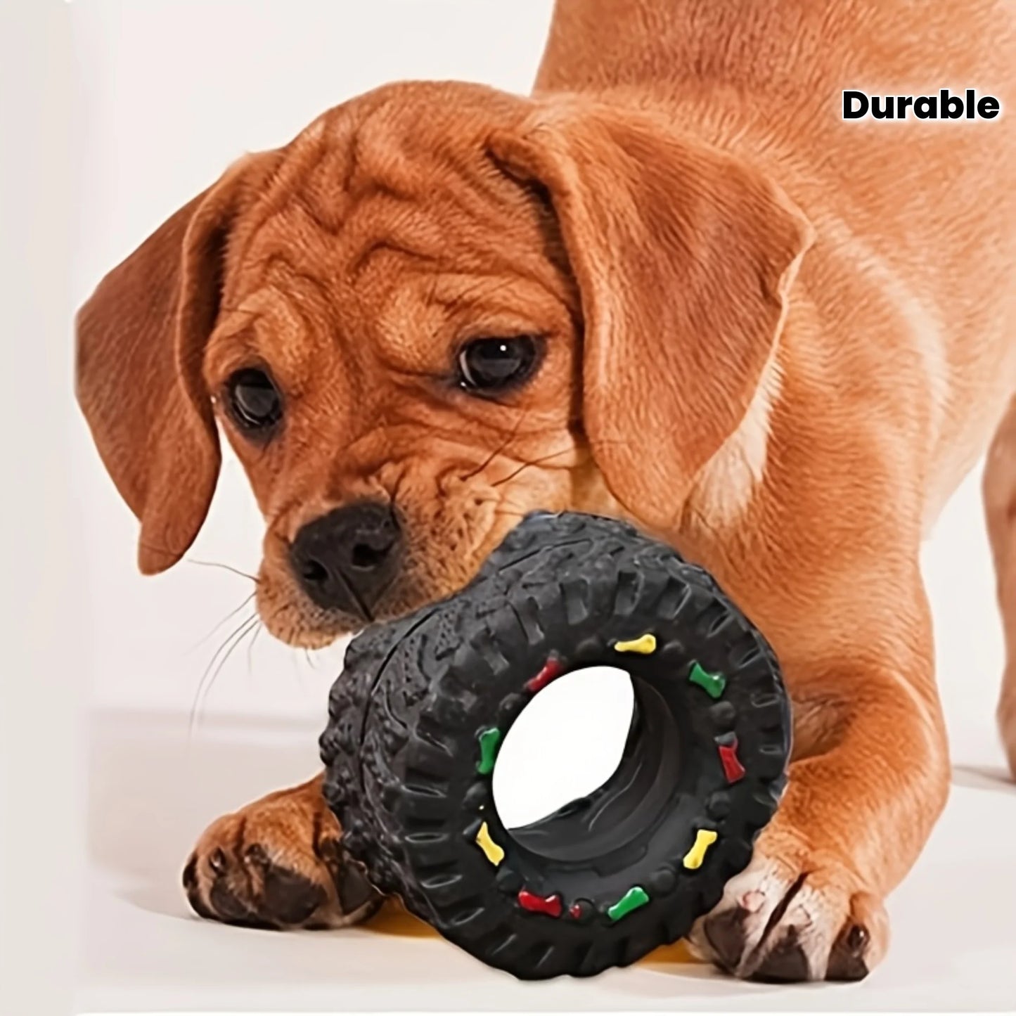 Interactive Chew Wheel Dog Toy – Durable Squeaky Teething Toy for Small & Medium Dogs