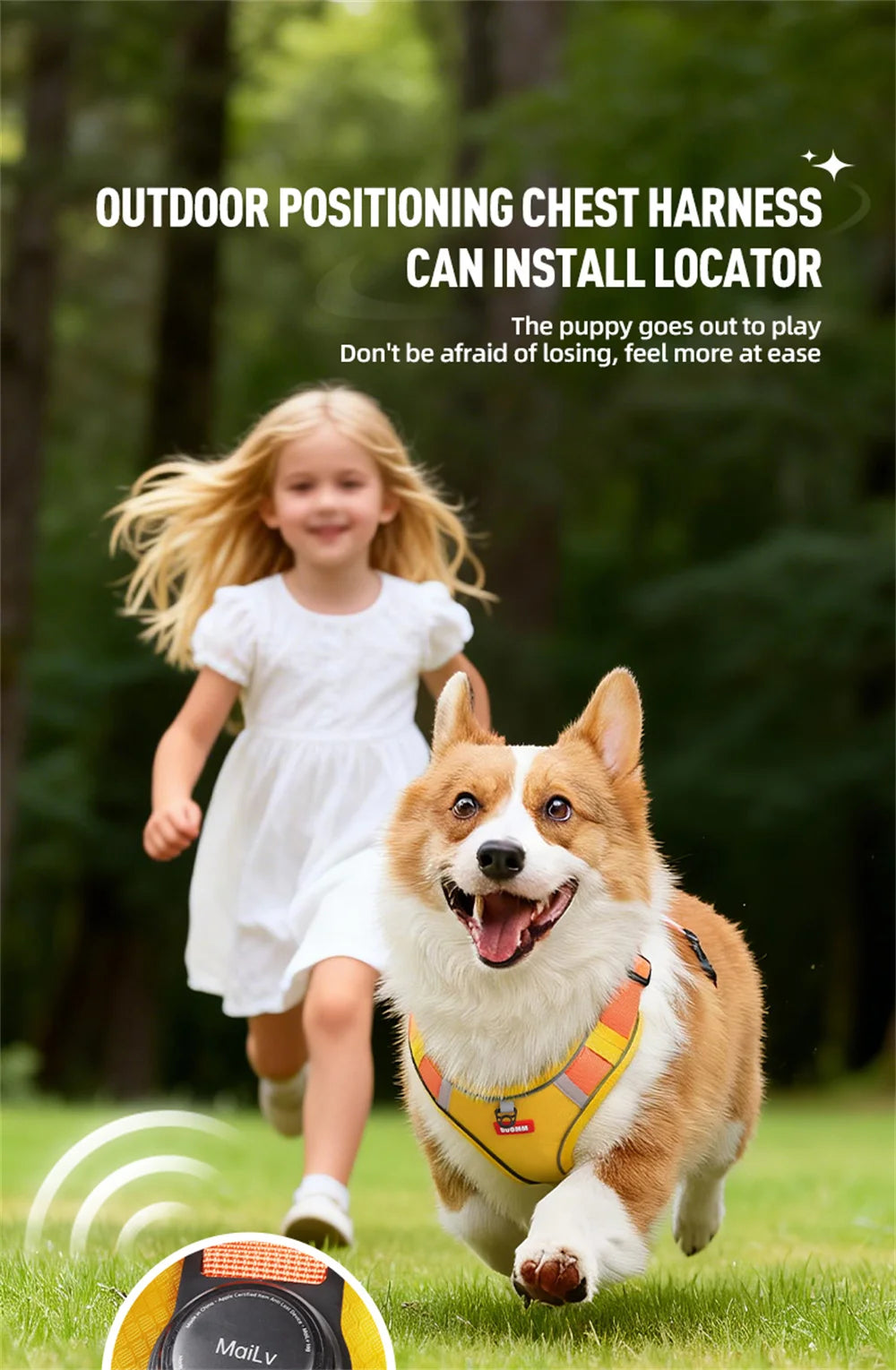 Reflective No-Pull Dog Harness Vest with AirTag Holder
