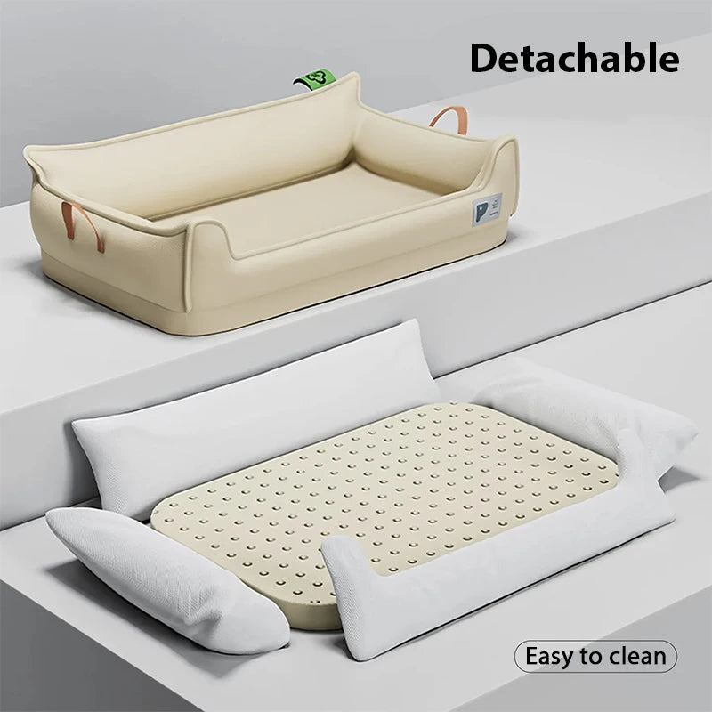 Orthopedic Leather Dog Sofa Bed — Waterproof, Washable & Non-Slip