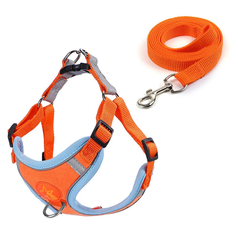Reflective Soft Mesh Dog Harness with Dual Lead Hooks – No-Pull Vest for Small & Medium Dogs