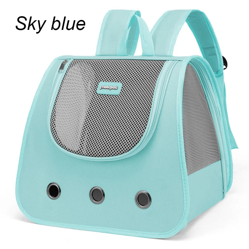 Foldable Pet Travel Backpack - Breathable Carrier for Cats & Small Dogs