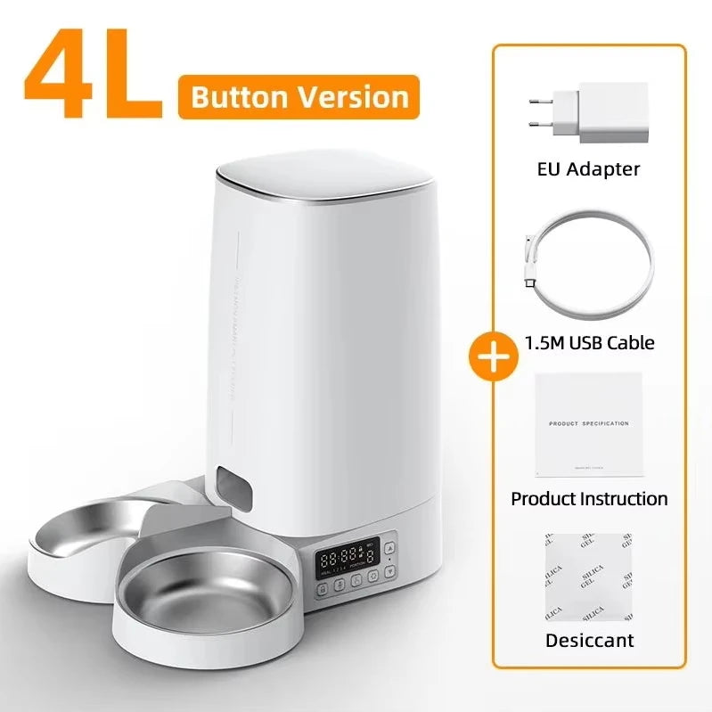 Automatic Dry Food Pet Feeder with Single or Double Bowls