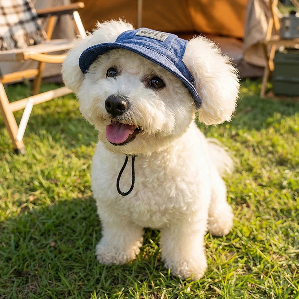 Washed Denim Dog Sun Hat