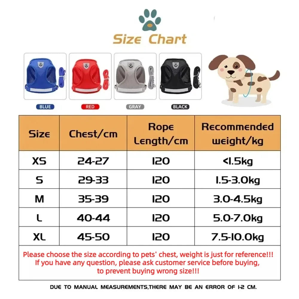 Ensemble harnais et laisse anti-évasion pour animaux de compagnie – Gilet en maille réfléchissante pour chats et petits chiens