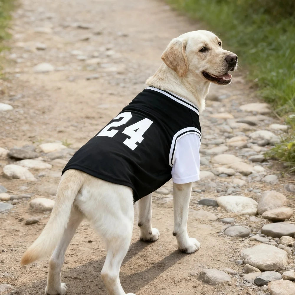 T-shirt gilet rafraîchissant pour chien en similicuir imprimé ballon de basket | Haut décontracté d'été pour chiens de taille moyenne et grande