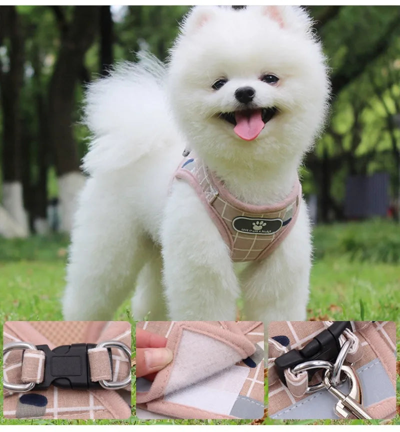 Adjustable Reflective Vest Harness & Leash Set for Small Dogs & Cats