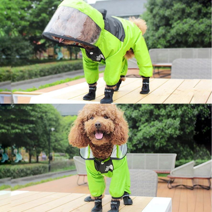 Transparent Hooded Raincoat Jumpsuit for Dogs & Cats