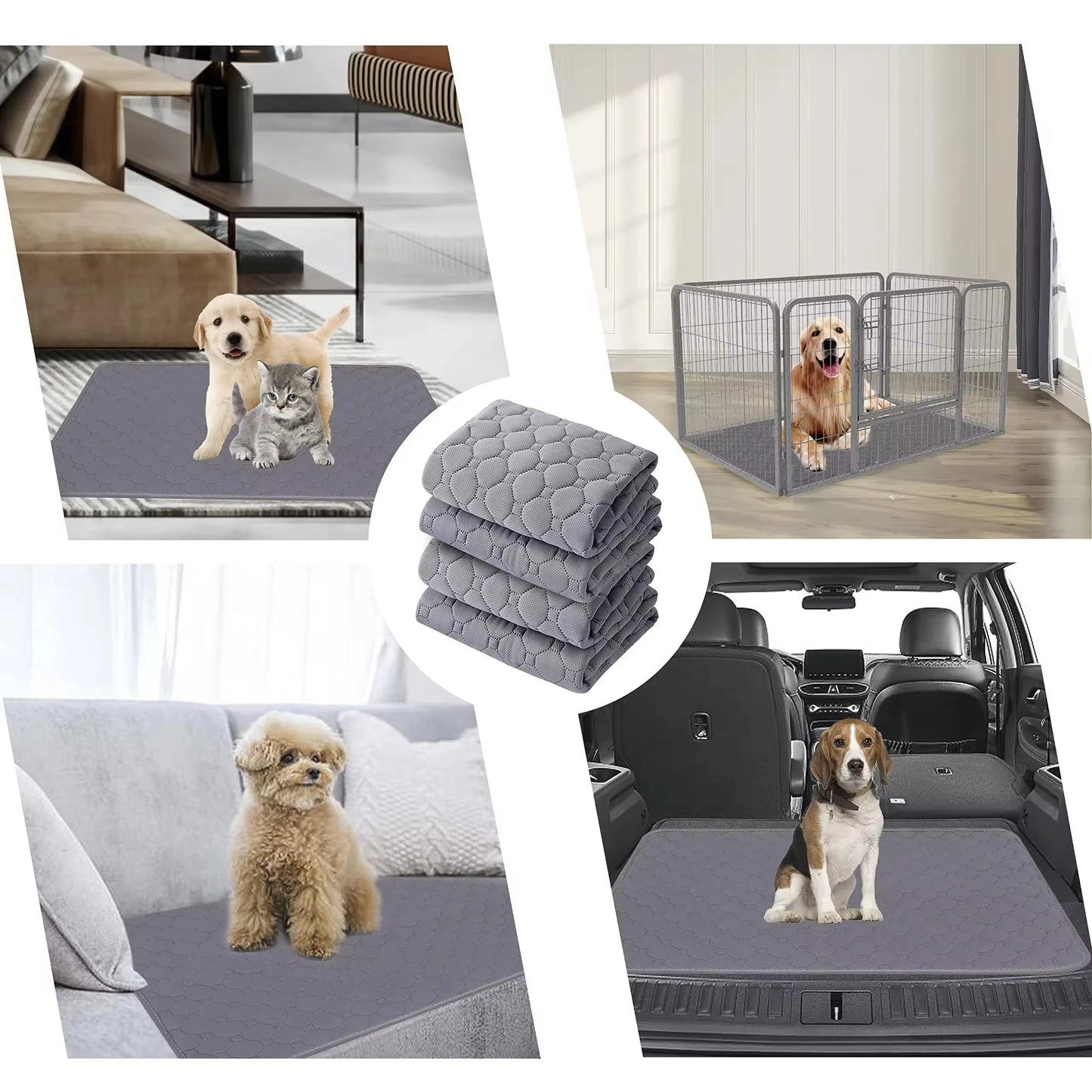 Washable Reusable Dog Pee Pad — Anti-Slip Puppy Training Mat for Home & Car