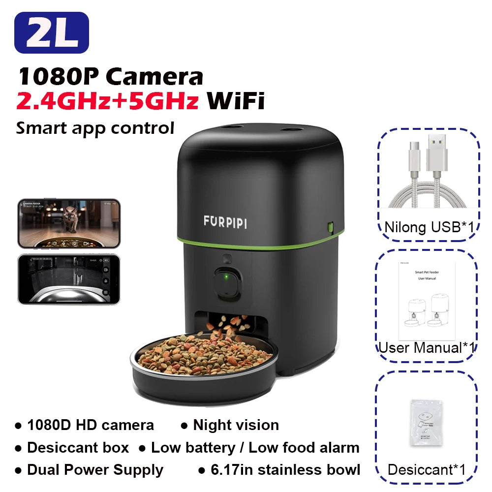 Smart Camera Pet Feeder with 1080P HD & 5G WiFi