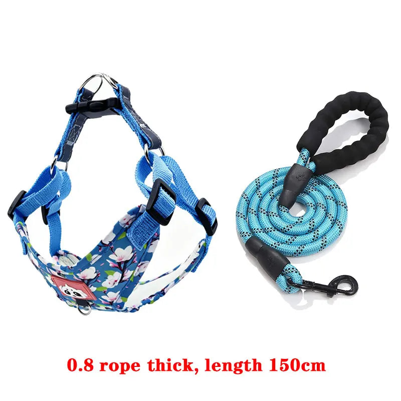 Adjustable Dog Harness & Leash Set with Reflective Strips