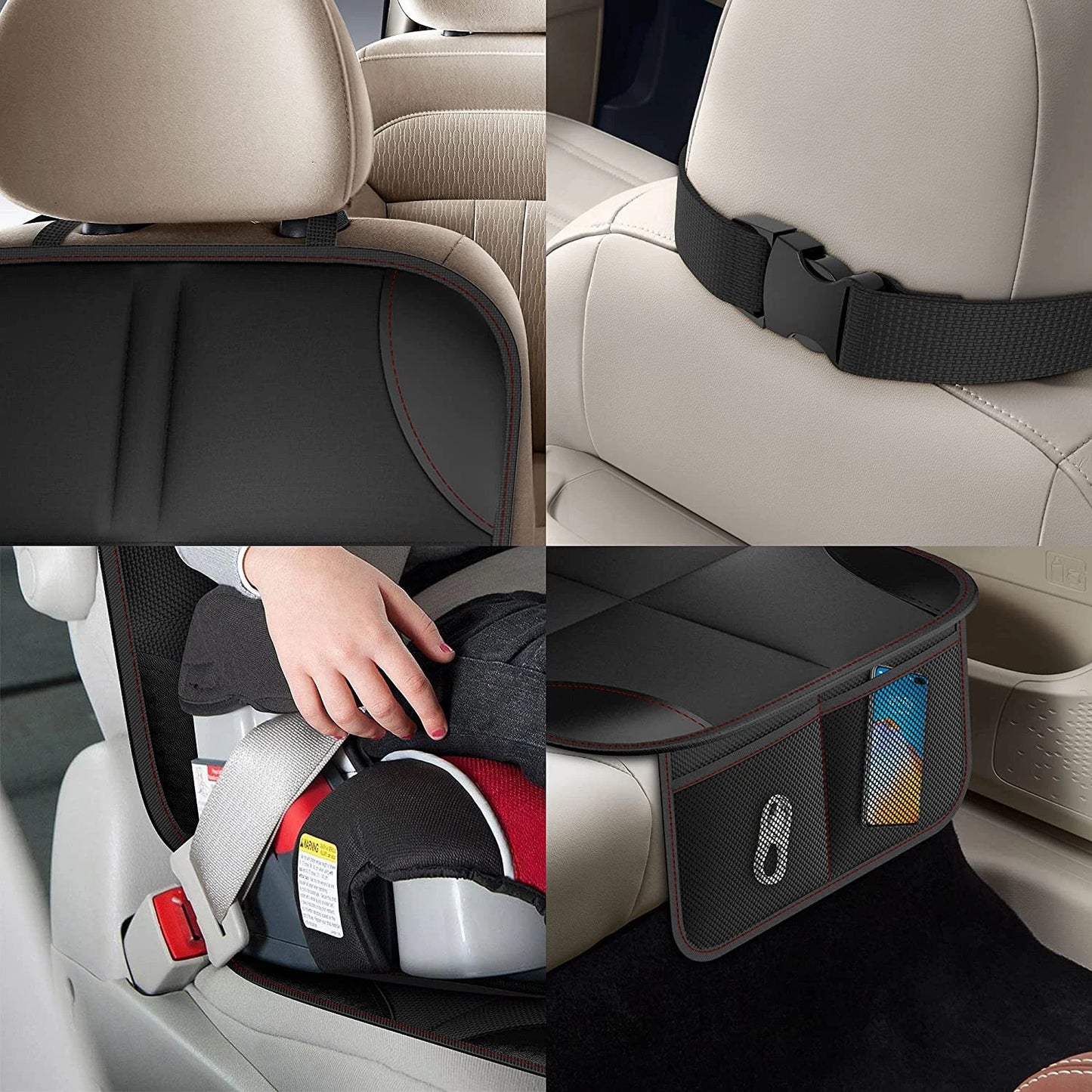 Waterproof Car Seat Protector Cover with Storage Pockets