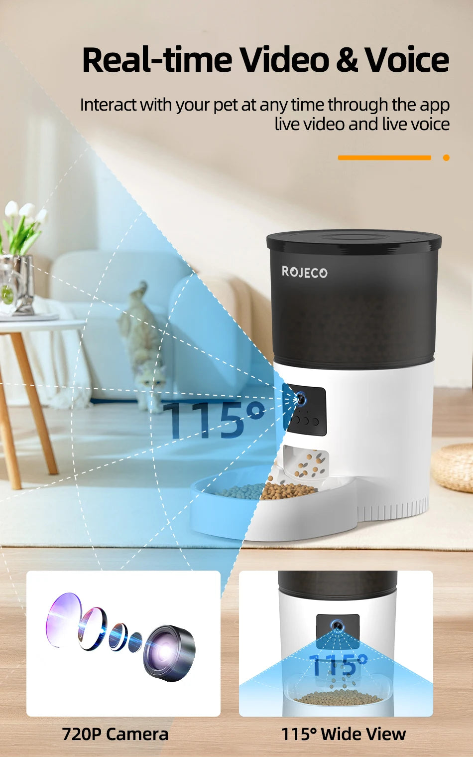 3L Smart Automatic Pet Feeder with Camera & Voice Recorder — Remote Control for Cats & Dogs