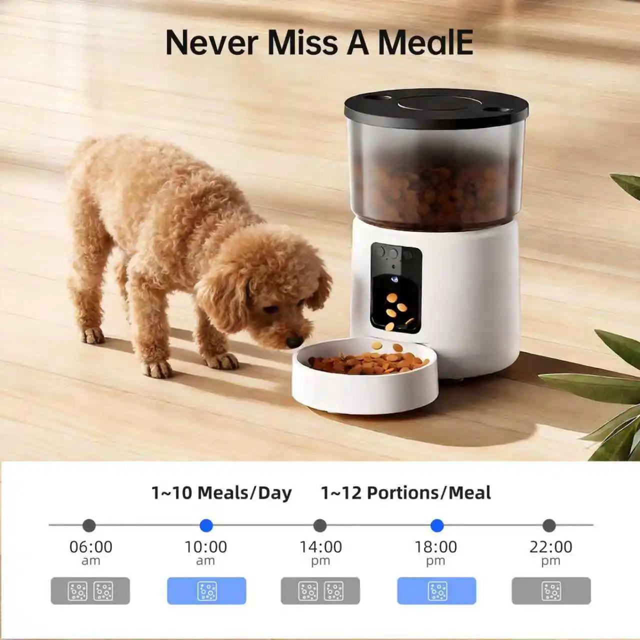 Automatic cat feeder with camera, video dog feeder, suitable for small and medium-sized kittens and dog feeders, 5V-USB powered