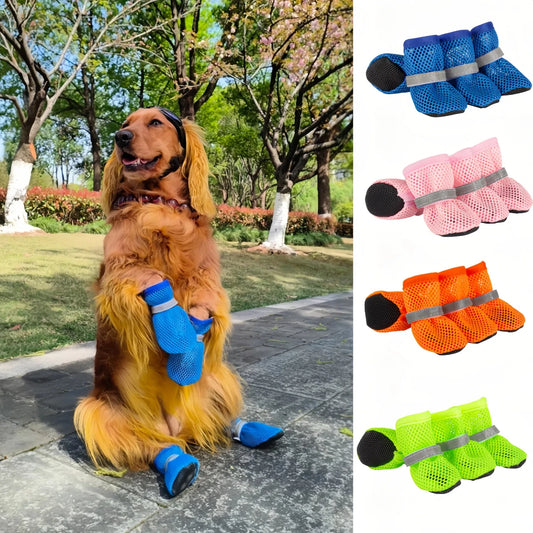 Summer Dog Shoes - Breathable Anti-Slip Outdoor Boots Set of 4