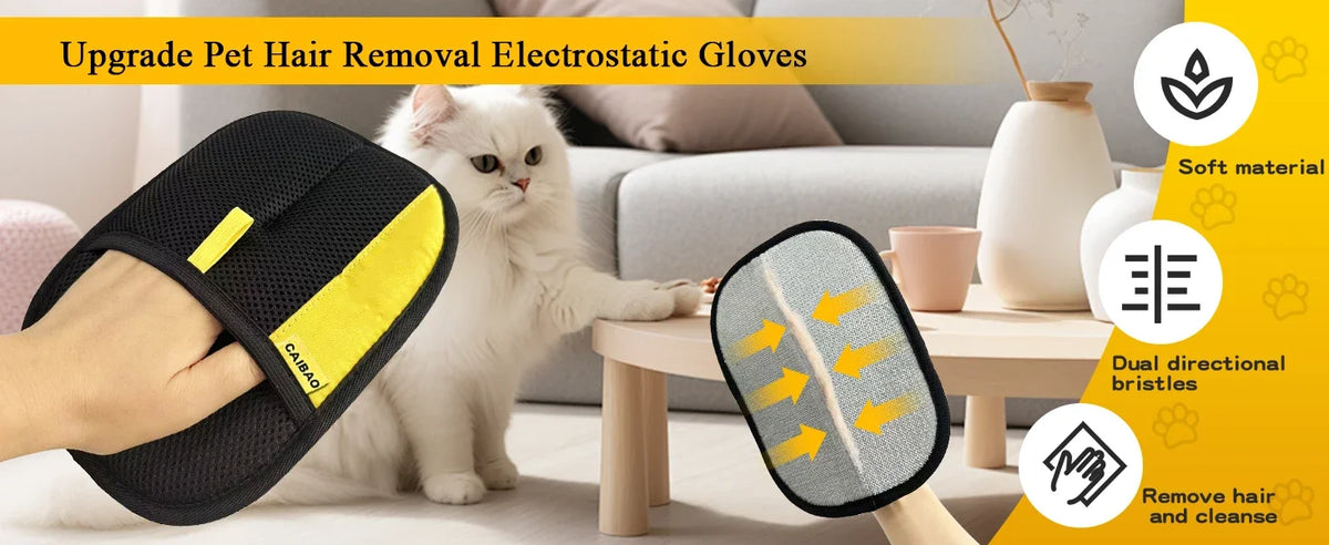 Washable Pet Hair Removal Glove for Fabrics