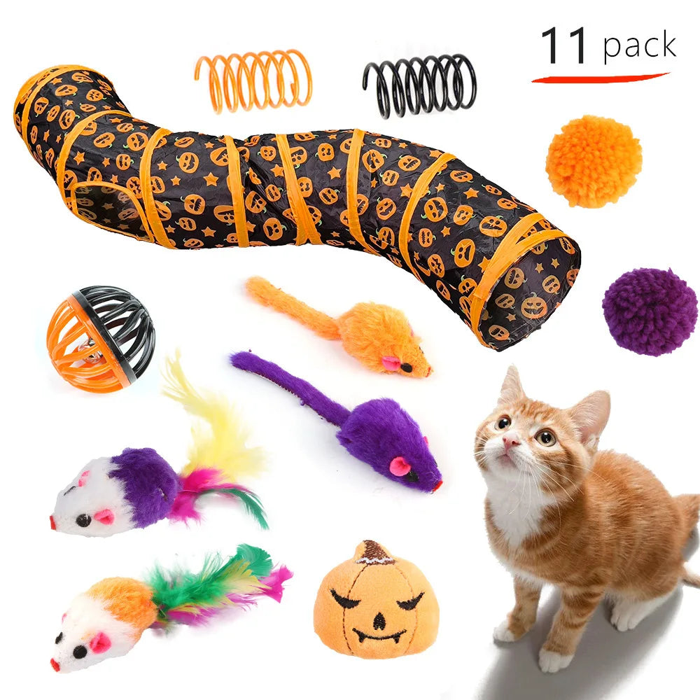 Halloween Cat Toy Variety Set with Wand, Mouse and Bell