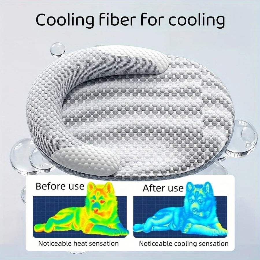 Oval Ice Silk Cooling Bed for Dogs & Cats