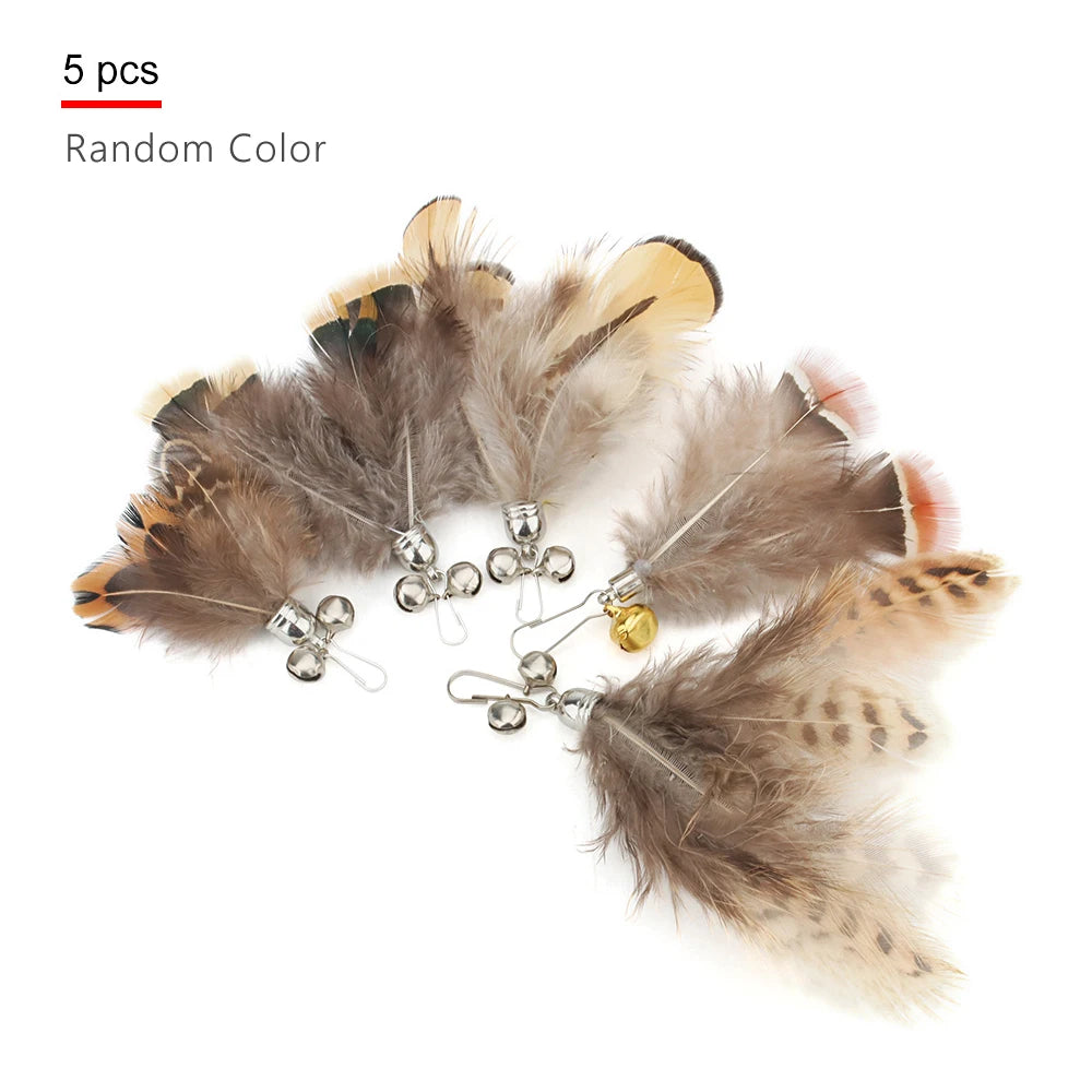 Cat Toy Replacement Heads – Feather Bug Wand Accessories (5pcs)