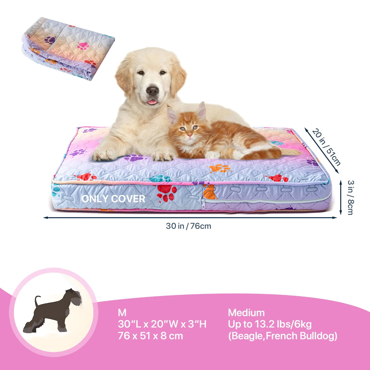 Orthopedic Dog Bed Washable Cover — Multi-Needle Quilted Foam Mat for Large Dogs & Crates