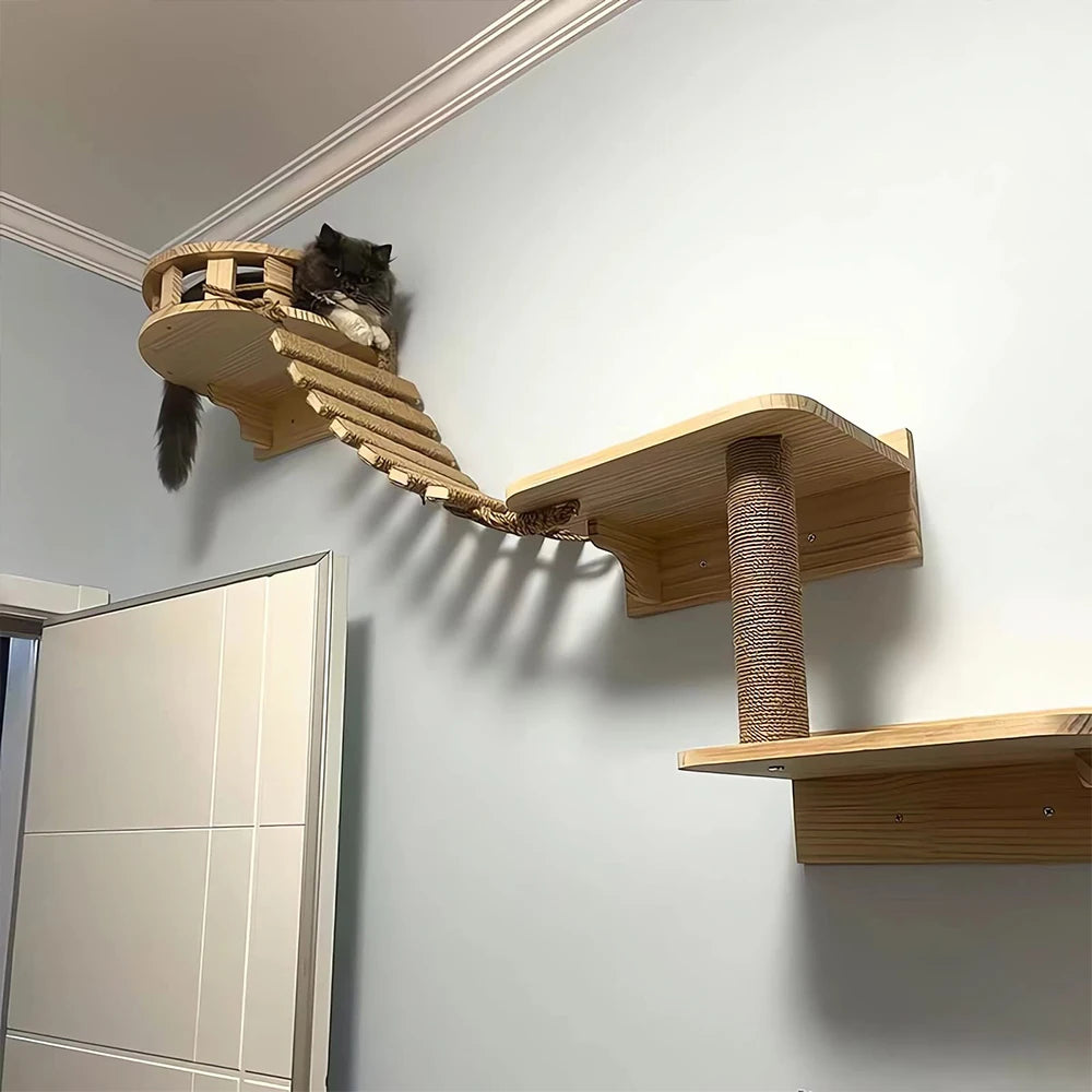 Wooden Cat Climbing Ladder & Bridge