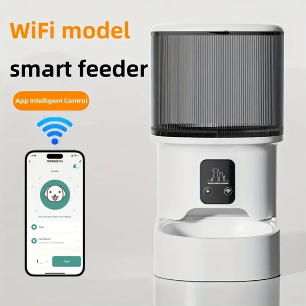 4L Smart App-Controlled Cat Feeder with HD Camera — Stainless Steel Bowl