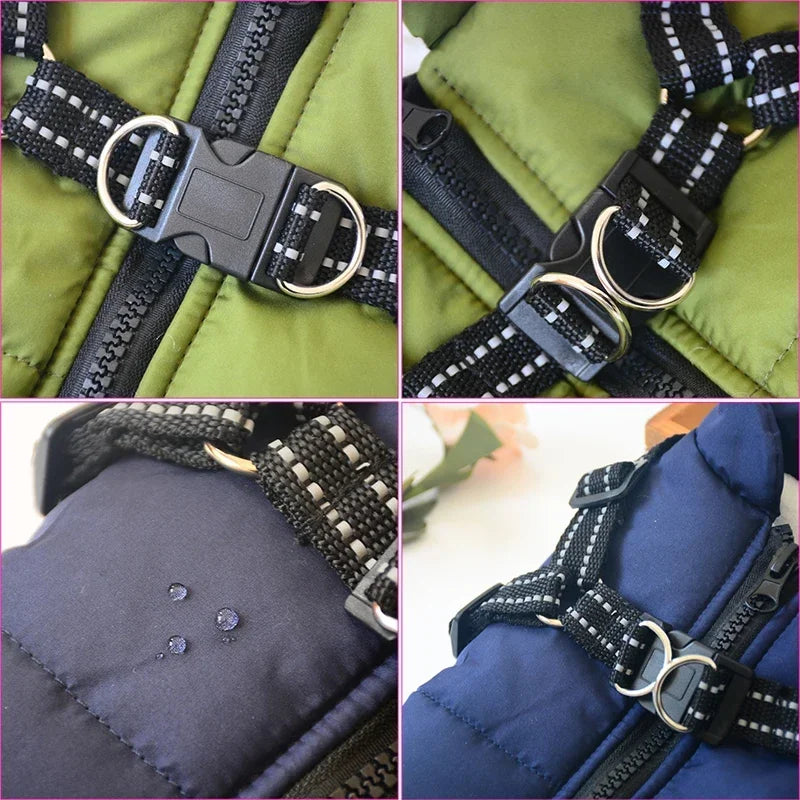 Waterproof Fleece Dog Jacket with Harness