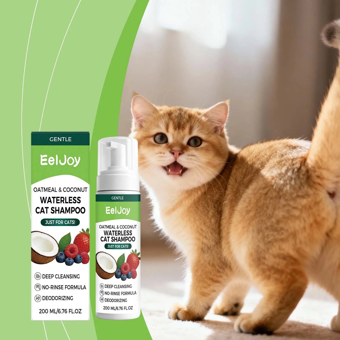 Coconut No-Rinse Dry Shampoo for Cats & Dogs — Sensitive Skin Foam Cleanser with Odour Control