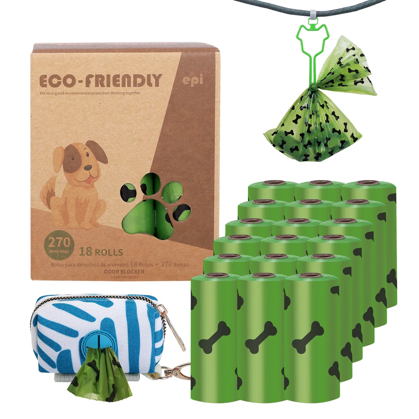 Biodegradable Dog Poop Bags with Dispenser