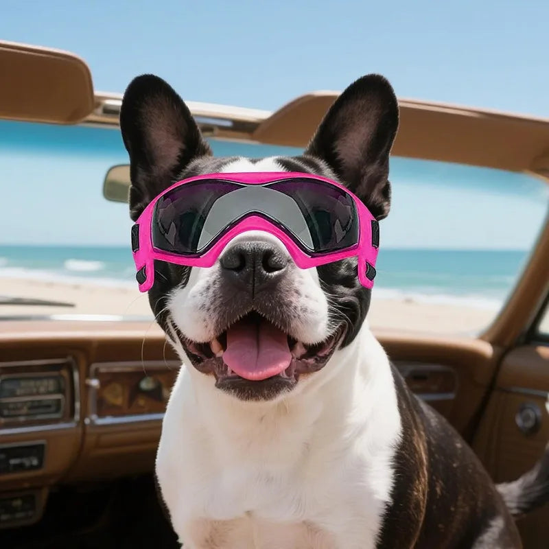 UV-Protective Dog Sunglasses – Windproof Anti-Fog Goggles for Outdoor Travel