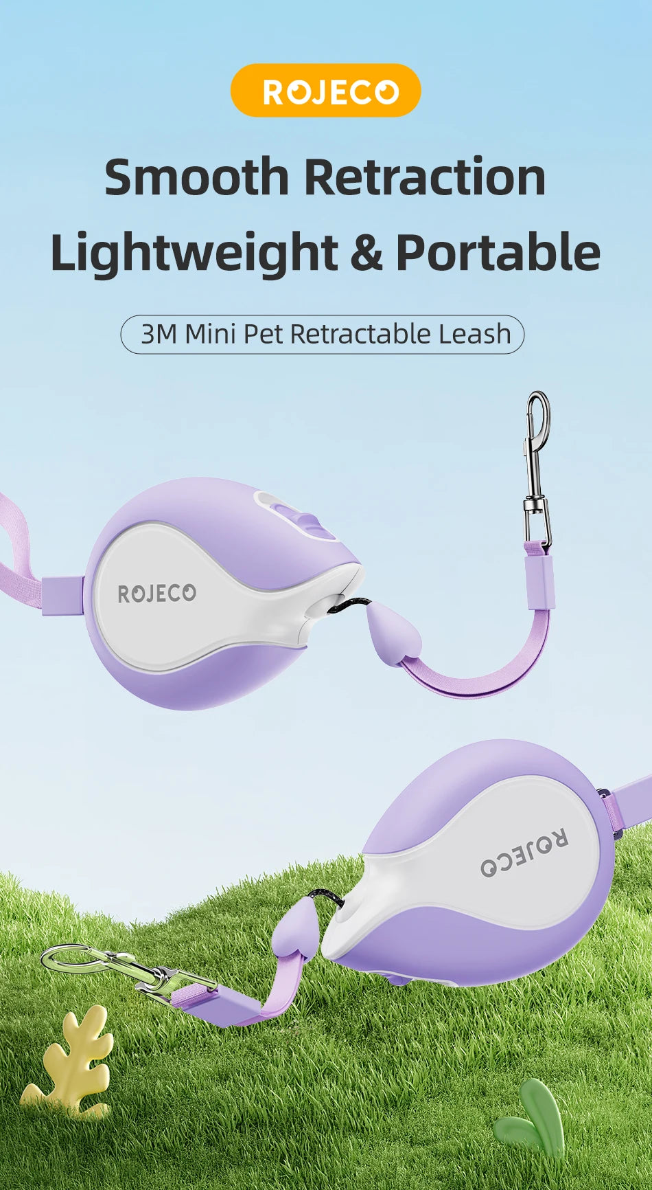Mini Retractable Dog Leash - 3M Extendable Lead for Small to Medium Dogs