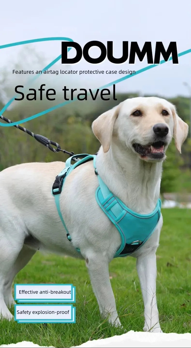 Tactical No-Pull Dog Harness with AirTag Holder – Reflective Vest for Medium & Large Dogs
