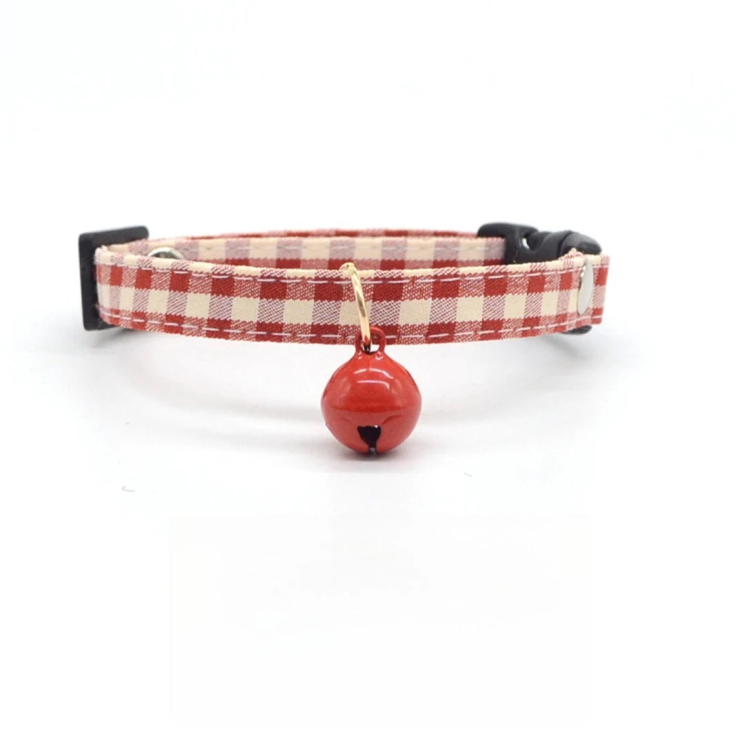 Collier réglable rouge pour chat avec clochette