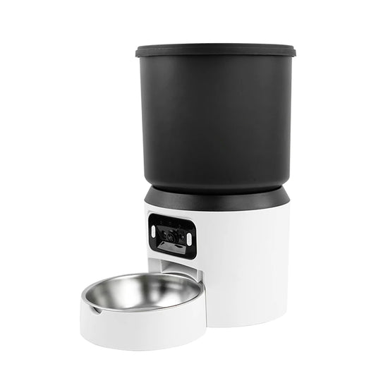 Distributeur automatique de croquettes 4L pour chats et chiens avec caméra HD, bidirectionnel, pour une alimentation programmée et quantifiée