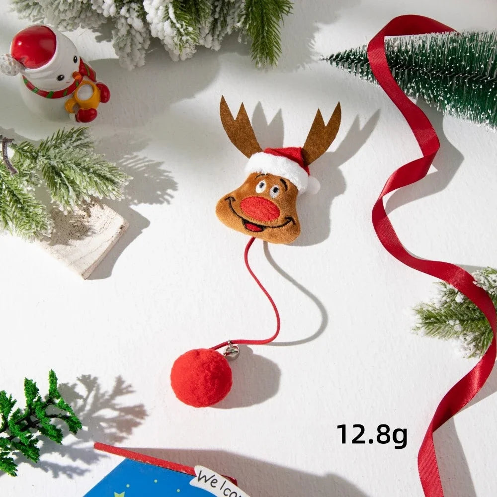 Christmas Cat Plush Ball Toy with Bell - Interactive Soothing Toy for Cats