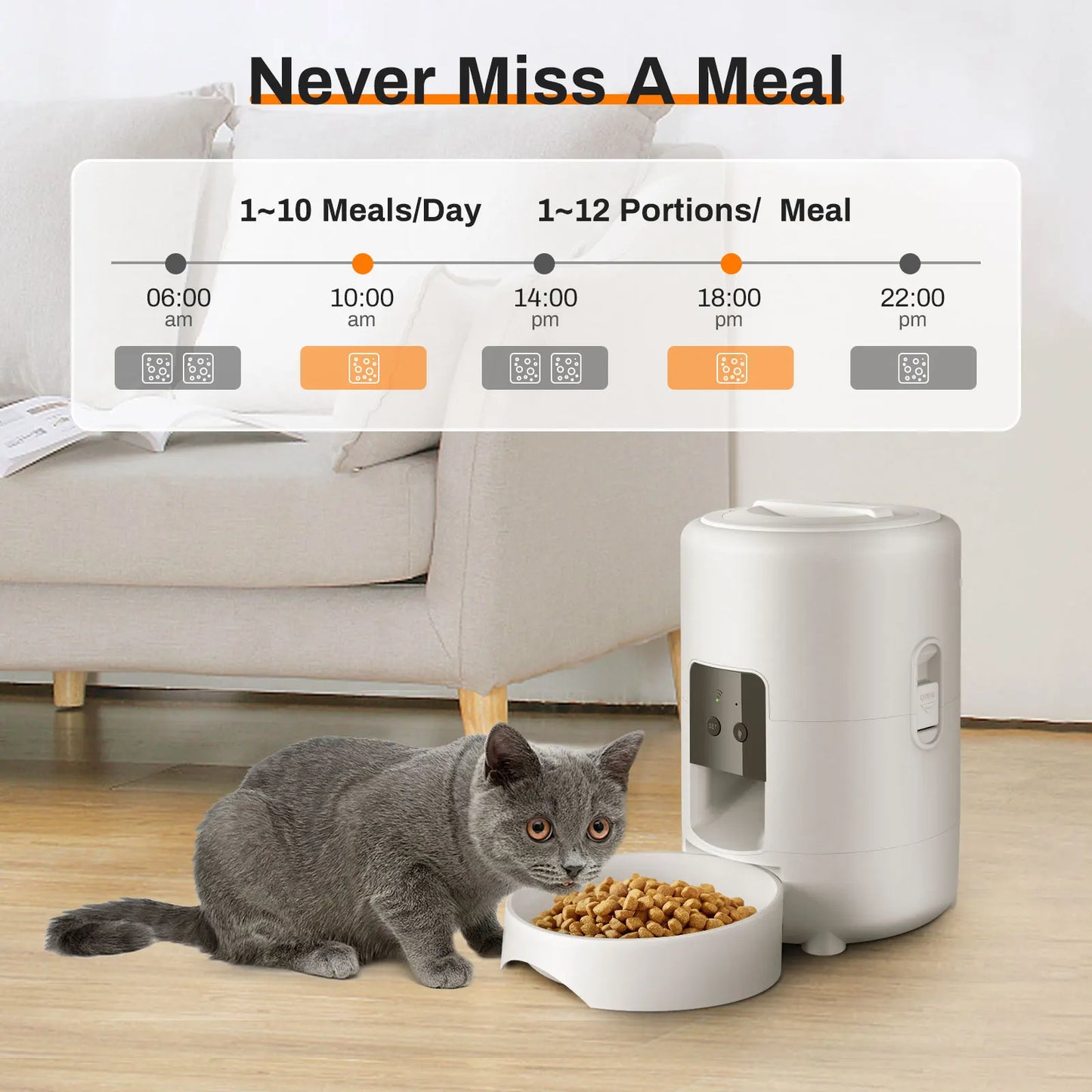 Tuya APP controls the cat feeder,only supports 2.4G network, can only be powered by USB, has no screen display smart pet feeder
